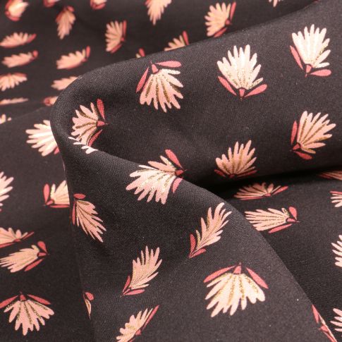 Tissu Viscose Lisette doré sur fond Noir