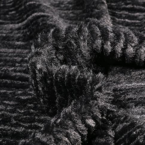 Tissu Fausse fourrure côtelé uni Noir