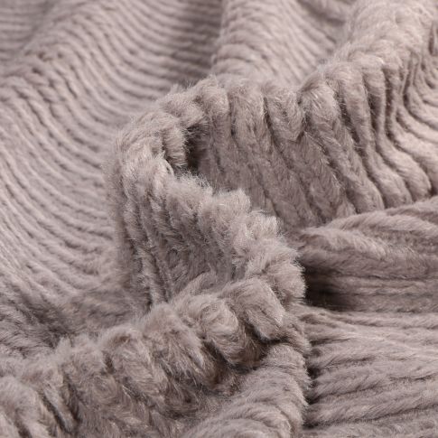 Tissu Fausse fourrure côtelé uni Gris