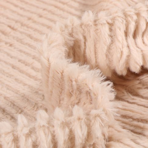 Tissu Fausse fourrure côtelé uni Ecru