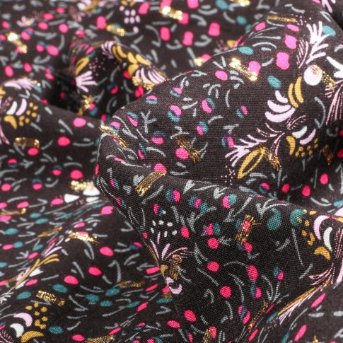 Tissu Viscose lurex Tina sur fond Noir