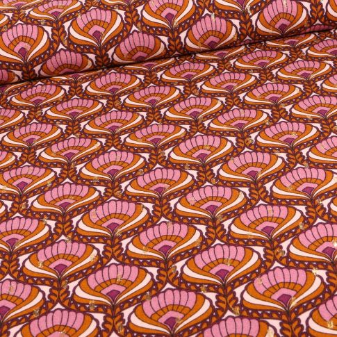 Tissu Viscose lurex Indy brique sur fond Blanc