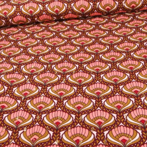 Tissu Viscose lurex Indy rose sur fond Blanc