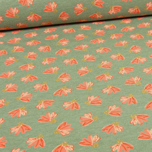 Tissu Sweat envers molletoné Liivi sur fond Vert kaki clair