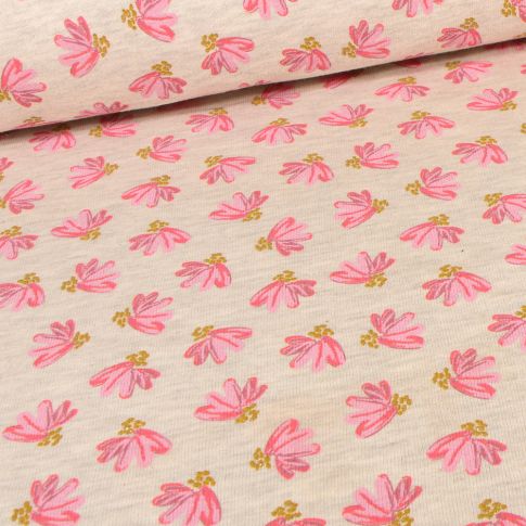 Tissu Sweat envers molletoné Liivi sur fond Beige chiné