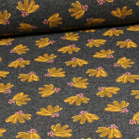 Tissu Sweat envers molletoné Liivi sur fond Gris anthracite chiné
