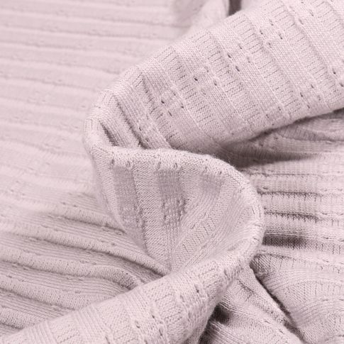 Tissu Maille Côtelé ajouré sur fond Gris