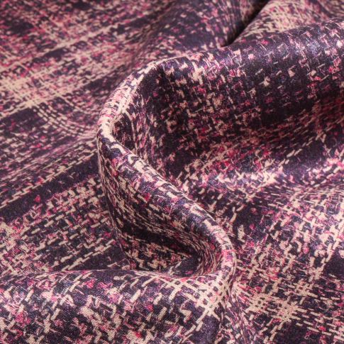 Tissu Suédine Elasthanne aspect Daim Carreaux sur fond Violet