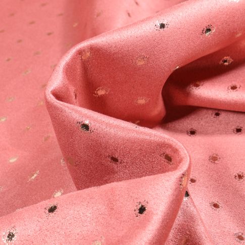 Tissu Suédine Elasthanne Pois métallisés sur fond Rose