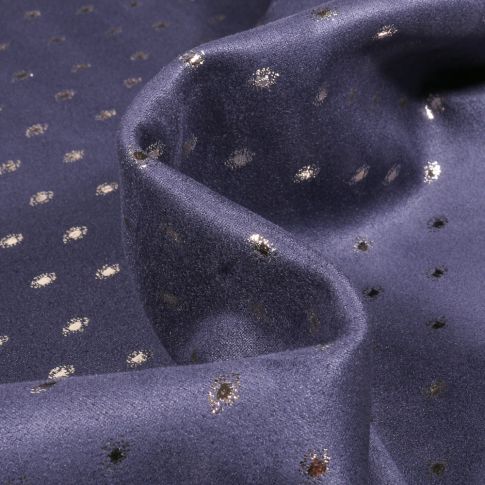 Tissu Suédine Elasthanne Pois métallisés sur fond Bleu marine