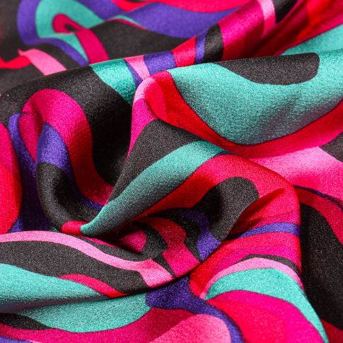Tissu Satin imprimé Carla sur fond Vert émeraude