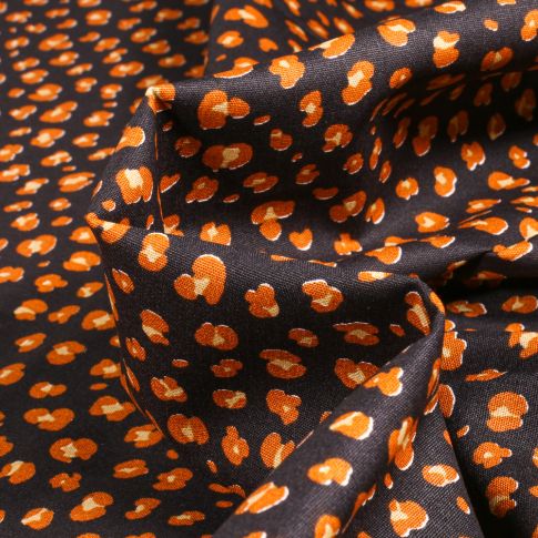 Tissu Coton imprimé Prisca sur fond Noir