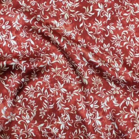 Tissu Crêpe satiné Eglantine sur fond Terre de Sienne