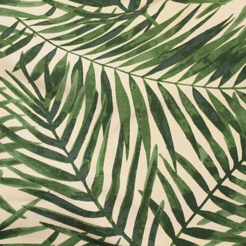 Tissu Viscose imprimé Tropi vert sur fond Ecru
