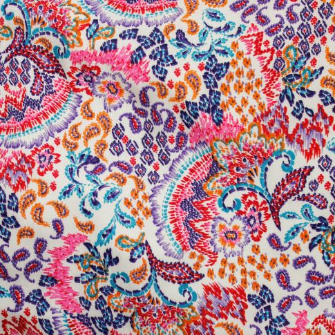 Tissu Viscose Jubi sur fond Rose