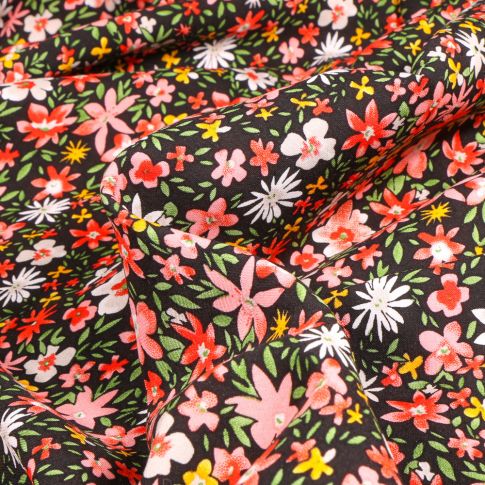 Tissu Viscose Mina sur fond Noir