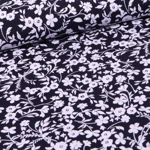Tissu Viscose Ania sur fond Noir