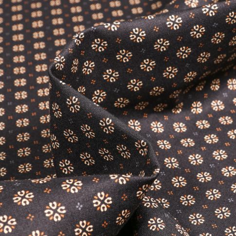 Tissu Coton popeline imprimé Irina sur fond Noir