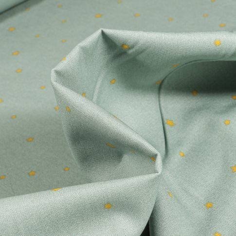 Tissu Coton imprimé Petites et mini étoiles sur fond Vert d'eau