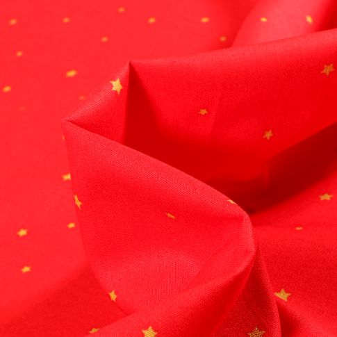 Tissu Coton imprimé Petites et mini étoiles sur fond Rouge