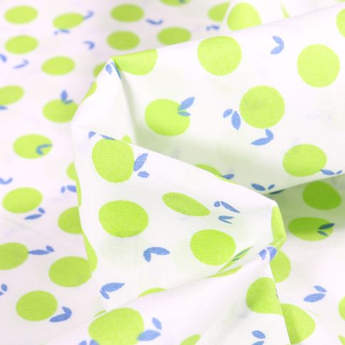 Tissu Coton popeline imprimé Apple sur fond Blanc
