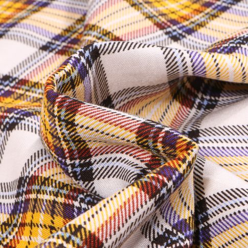 Tissu Viscose Carreaux écossais sur fond Jaune