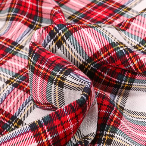 Tissu Viscose Carreaux écossais sur fond Rouge