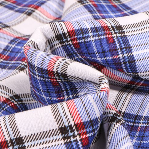Tissu Viscose Carreaux écossais sur fond Bleu