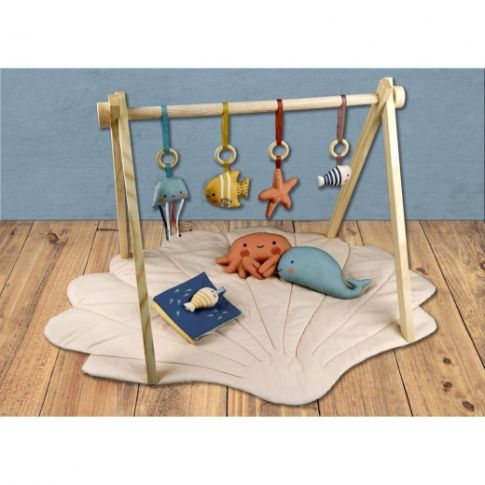 Tissu Panneau Coton 98 cm Aqua Beige