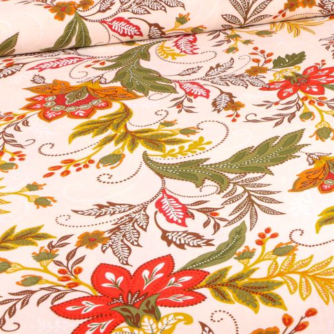 Tissu Viscose Francesca sur fond Blanc cassé