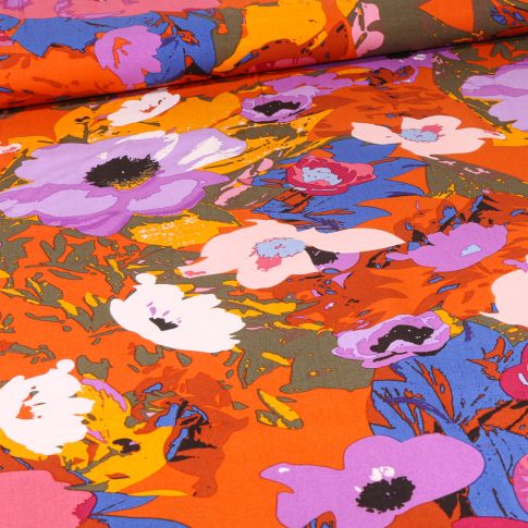 Tissu Viscose Pika sur fond Orange