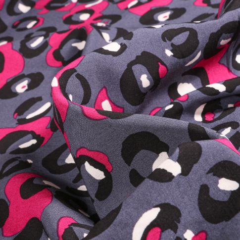Tissu Viscose Irma sur fond Gris anthracite