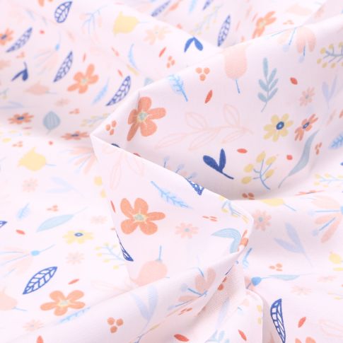 Tissu Coton enduit Amary sur fond Blanc