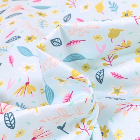 Tissu Coton enduit Amary sur fond Bleu ciel
