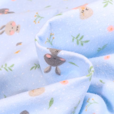 Tissu Flanelle Lapinous sur fond Bleu