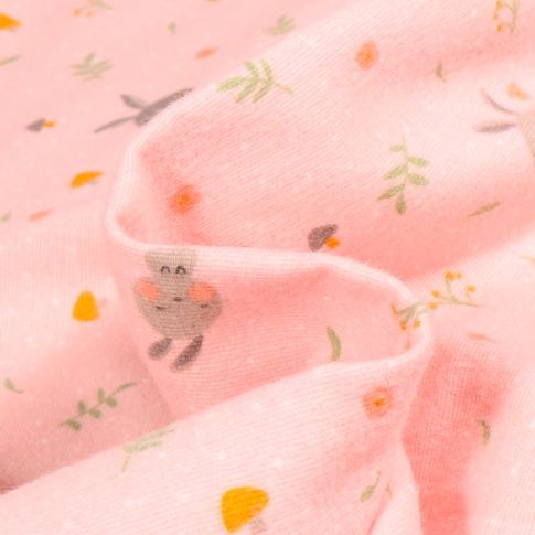 Tissu Flanelle Lapinous sur fond Rose