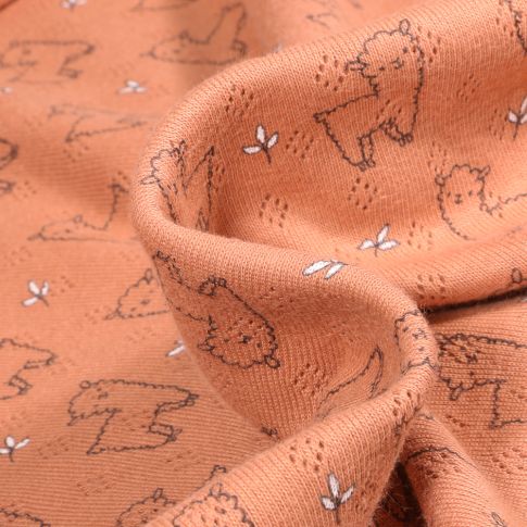 Tissu Jersey ajouré Alpaga sur fond Cassonade