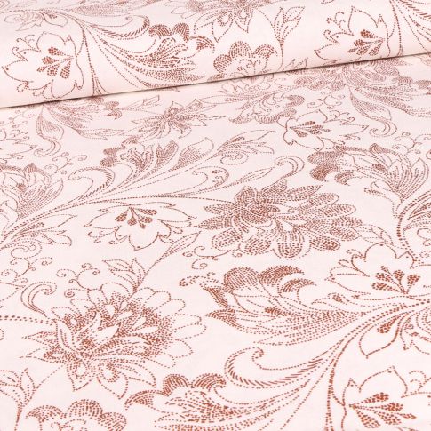 Tissu Lin Viscose Elizabeth sur fond Blanc cassé