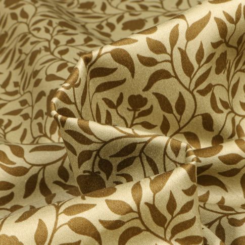 Tissu Coton Satiné extensible Ludmi sur fond Vert kaki clair