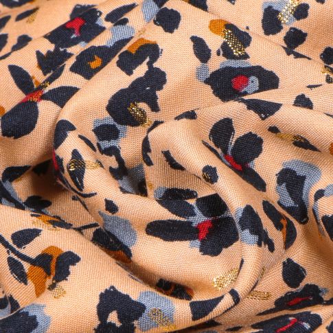 Tissu Viscose lurex Anthea sur fond Beige