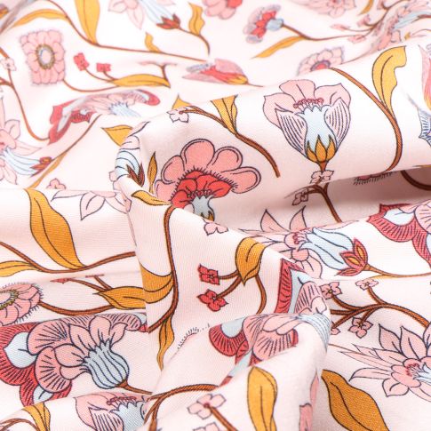 Tissu Viscose Twill extensible Hanae sur fond Ecru