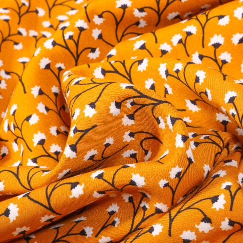 Tissu Viscose Garence sur fond Jaune