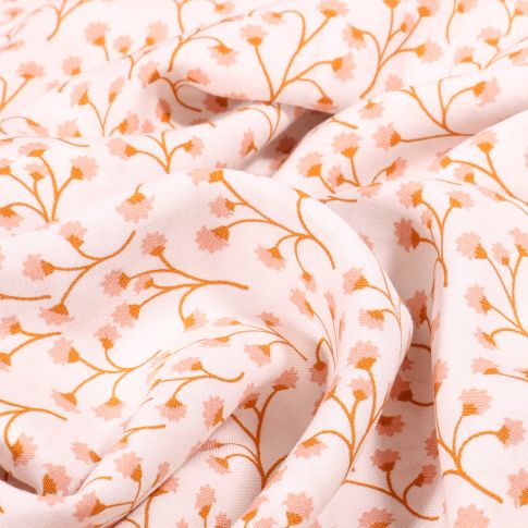 Tissu Viscose Garence sur fond Blanc