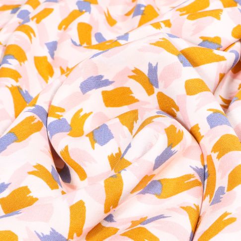 Tissu Viscose Gentiane sur fond Blanc