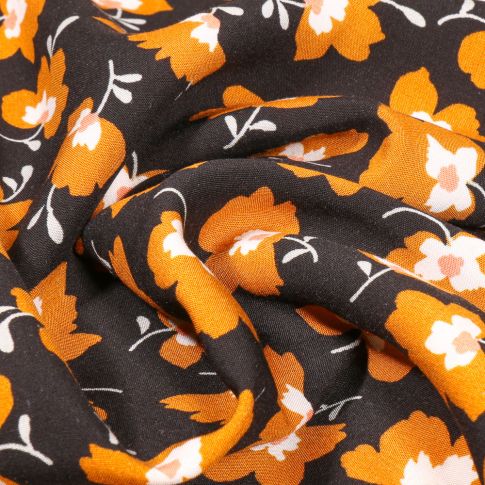 Tissu Viscose Renatta sur fond Noir