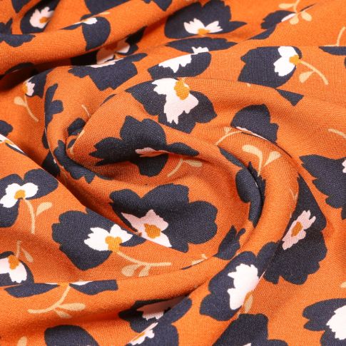 Tissu Viscose Renatta sur fond Orange