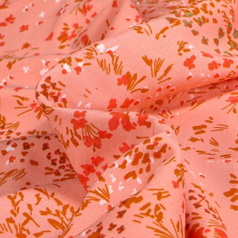 Tissu Viscose Dahlia sur fond Rose