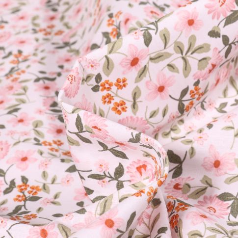 Tissu Coton enduit Angélique sur fond Blanc
