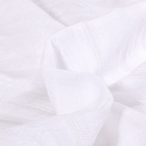 Tissu Voile de Coton rayures ajourées uni Blanc