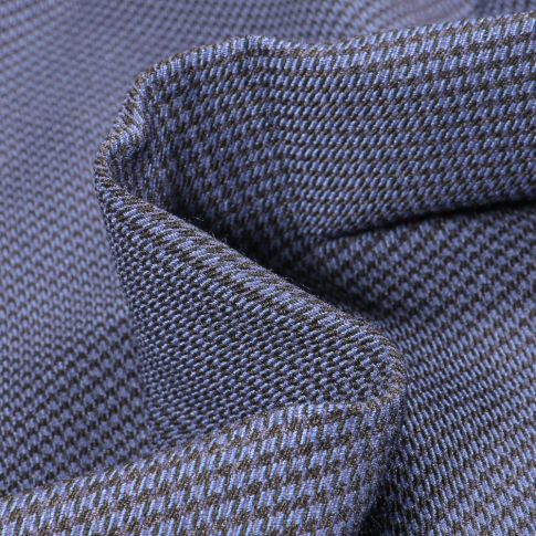Tissu Gabardine extensible Mini Pied de poule Bleu